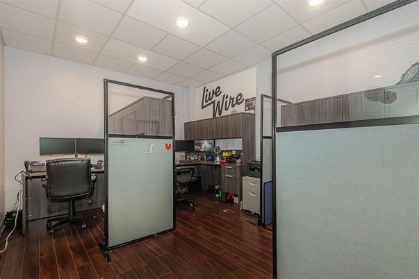 Home Office, Interior, Recessed Lighting, Wood Texture Flooring