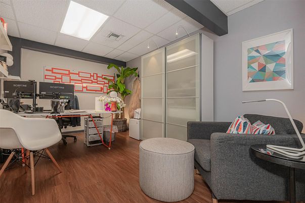 Home Office, Interior, Recessed Lighting, Wood Texture Flooring