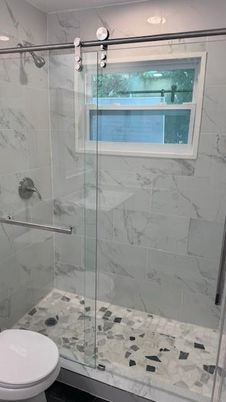 Bathroom, Glass Shower, Interior, Marble Walls