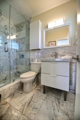 Bathroom, Glass Shower, Interior, Marble, Marble Walls