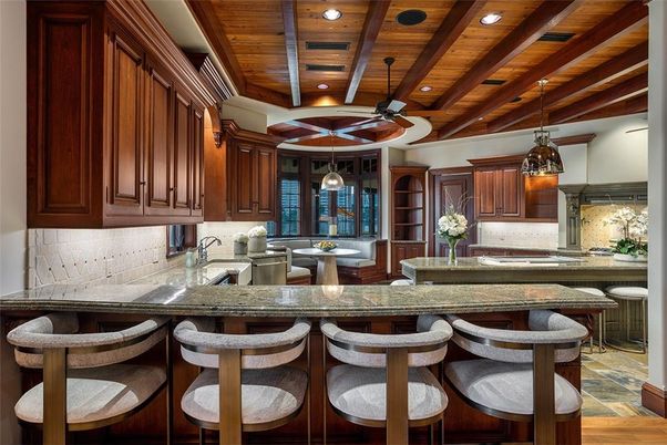 Interior, Kitchen, Pendant Lights, Recessed Lighting, Wooden Beams, Wooden Ceilings