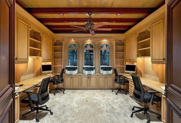 Home Office, Interior, Recessed Lighting, Wooden Beams, Wooden Ceilings