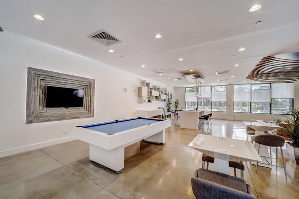 Billiard Table, Game Room, Interior, Pendant Lights, Recessed Lighting