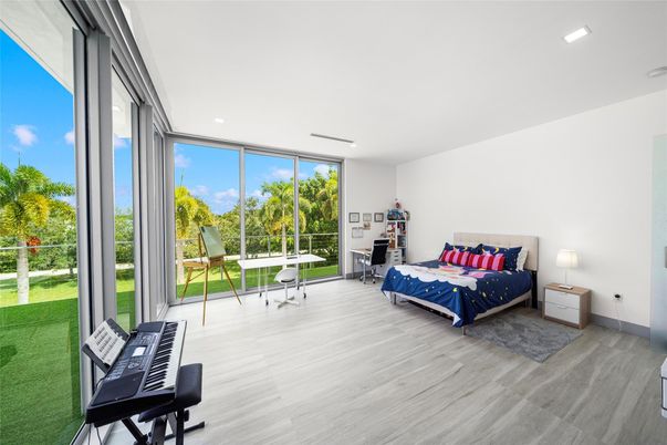 Bedroom, Home Office, Interior, Recessed Lighting, Wood Texture Flooring