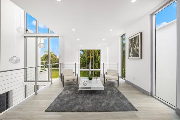 Interior, Living room, Pendant Lights, Recessed Lighting, Wood Texture Flooring
