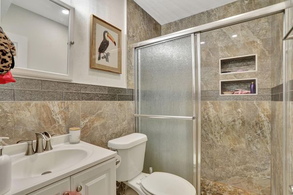 Bathroom, Glass Shower, Interior, Recessed Lighting