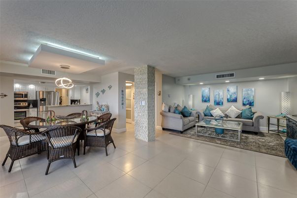 Dining room, Interior, Kitchen, Living room, Recessed Lighting, Stainless Steel Appliances