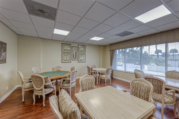 Dining room, Interior, Recessed Lighting, Wood Texture Flooring