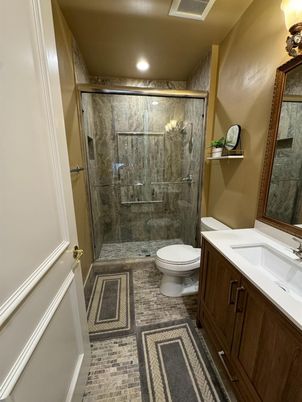 Bathroom, Glass Shower, Interior, Recessed Lighting