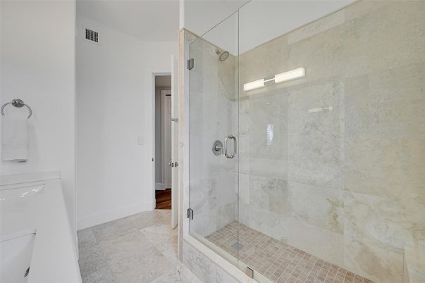 Bathroom, Glass Shower, Interior, Marble Walls
