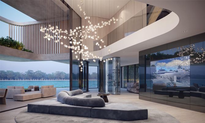Interior, Living room, Pendant Lights, Water