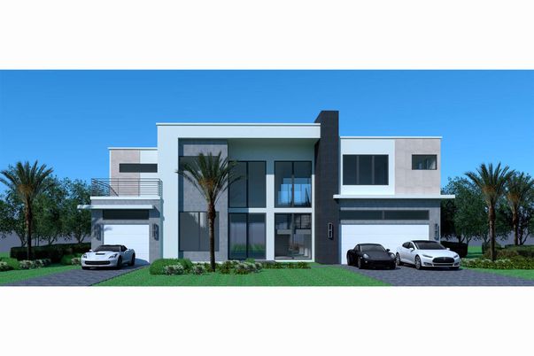 Attached, Exterior, Facade, Modern