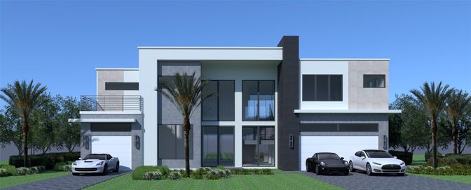 Attached, Exterior, Facade, Modern