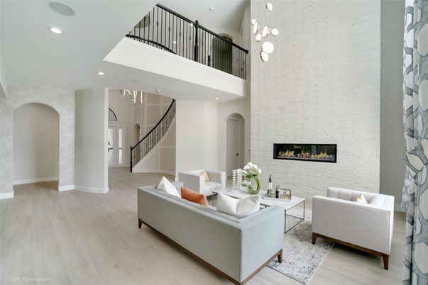 Fireplace, Interior, Living room, Pendant Lights, Recessed Lighting, Wood Texture Flooring