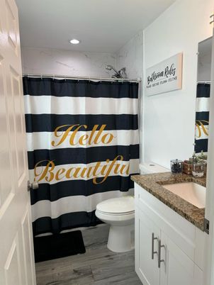 Bathroom, Interior, Recessed Lighting, Wood Texture Flooring