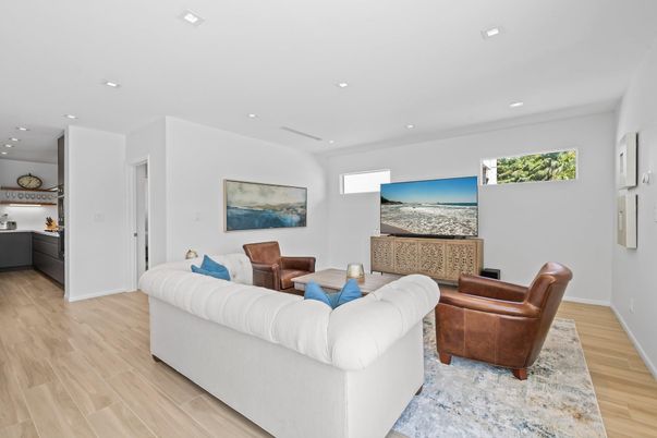 Interior, Living room, Recessed Lighting, Wood Texture Flooring