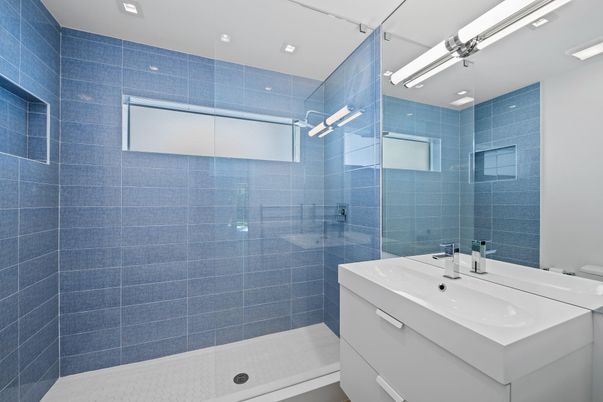 Bathroom, Glass Shower, Interior, Recessed Lighting