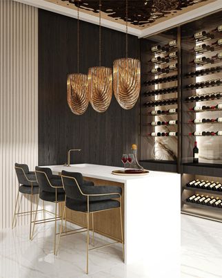 Interior, Marble, Pendant Lights, Wine Storage