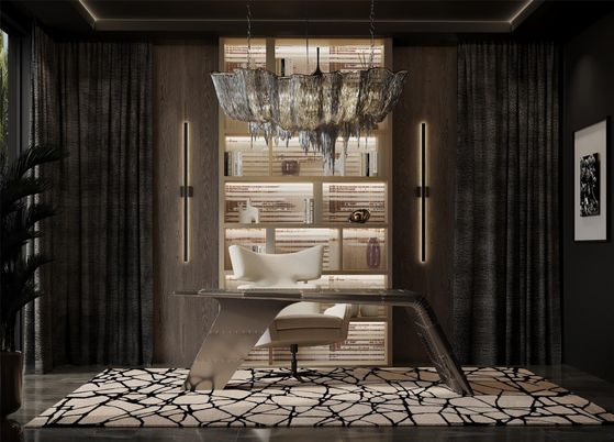 Chandelier, Home Office, Interior