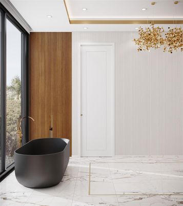 Bathroom, Free Standing Baths, Interior, Marble, Recessed Lighting