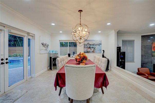 Chandelier, Dining room, Interior, Recessed Lighting