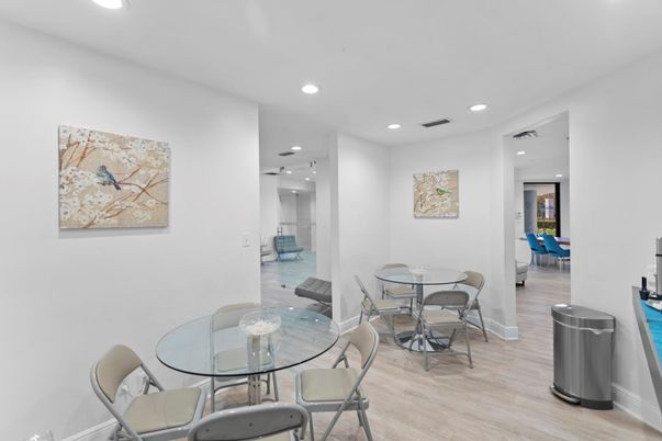 Dining room, Interior, Recessed Lighting, Wood Texture Flooring