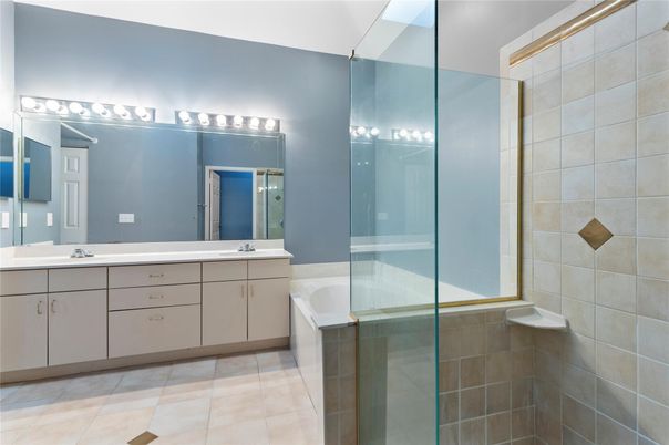 Bathroom, Dual Sink Vanities, Glass Shower, Interior