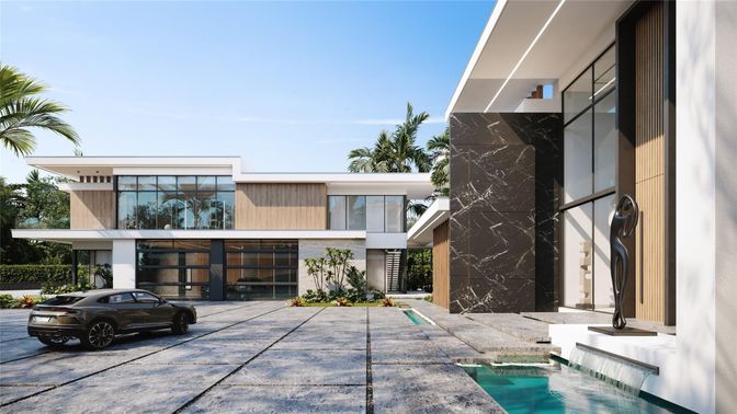 Exterior, Facade, Marble Walls, Pool, Modern