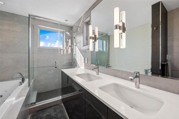 Bathroom, Dual Sink Vanities, Glass Shower, Interior