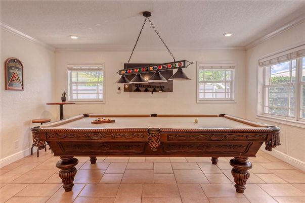 Billiard Table, Game Room, Interior, Pendant Lights, Recessed Lighting