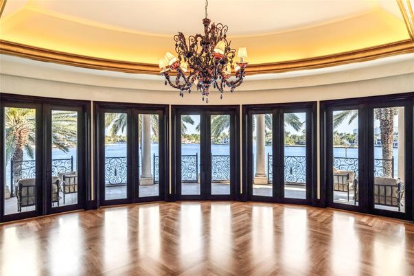 Chandelier, Empty room, Interior, Water, Wood Texture Flooring