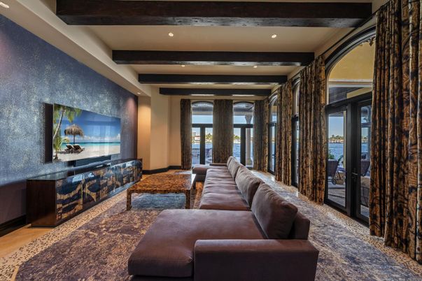 Interior, Living room, Recessed Lighting, Wooden Beams