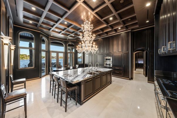 Chandelier, Interior, Kitchen, Recessed Lighting, Stainless Steel Appliances