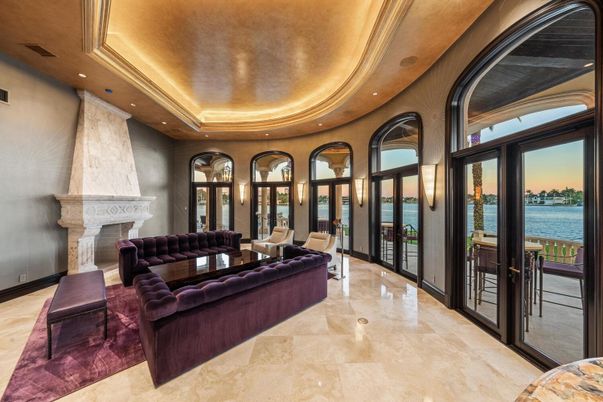 Fireplace, Interior, Living room, Recessed Lighting, Water
