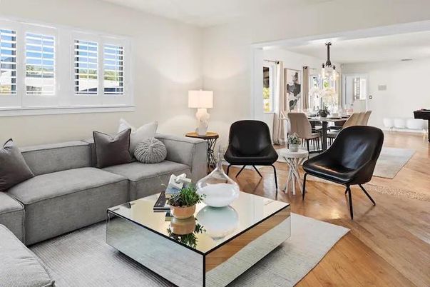 Dining room, Interior, Living room, Pendant Lights, Wood Texture Flooring