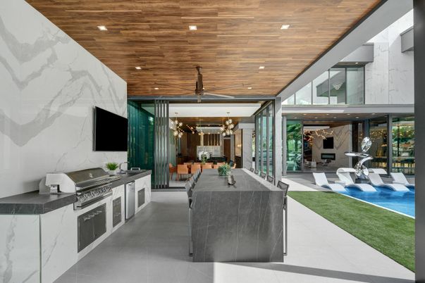 Dining room, Interior, Pendant Lights, Recessed Lighting, Wooden Ceilings