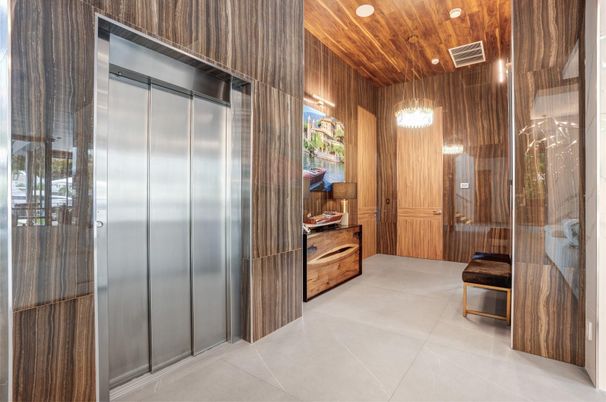 Elevator, Interior, Wooden Ceilings, Wooden Walls