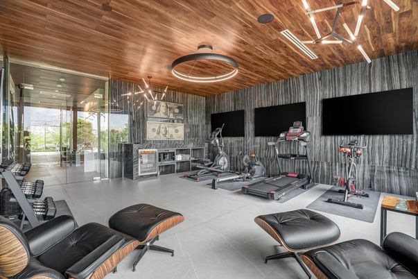 Fitness Equipment, Interior, Recessed Lighting, Wooden Ceilings