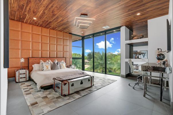Bedroom, Interior, Recessed Lighting, Wooden Ceilings