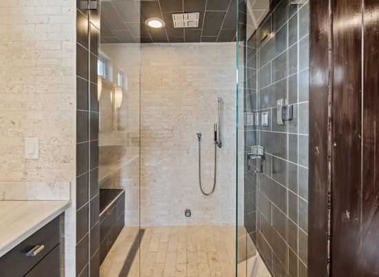 Bathroom, Interior, Recessed Lighting, Stone Walls