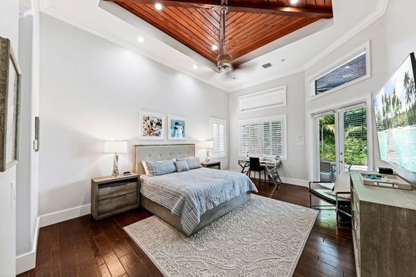 Bedroom, Interior, Recessed Lighting, Wooden Beams, Wooden Ceilings, Wood Texture Flooring