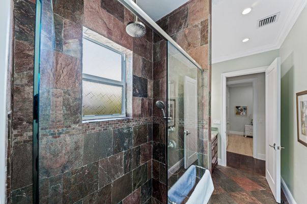 Bathroom, Glass Shower, Interior, Recessed Lighting
