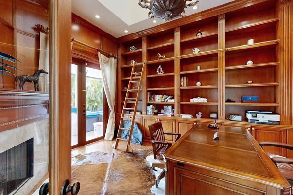Fireplace, Home Office, Interior, Recessed Lighting