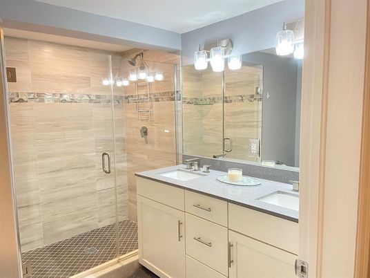 Bathroom, Dual Sink Vanities, Glass Shower, Interior