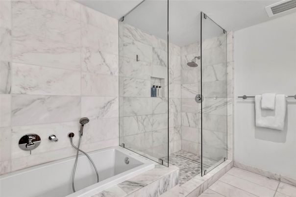 Bathroom, Glass Shower, Interior, Marble, Marble Walls
