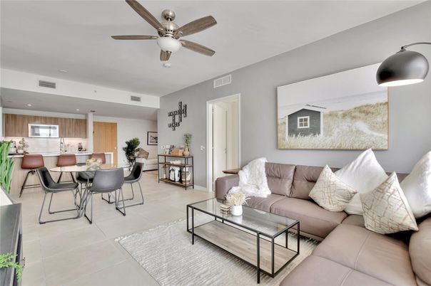 Dining room, Interior, Kitchen, Living room, Recessed Lighting