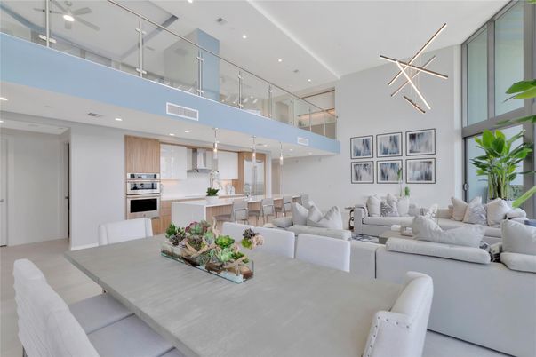Dining room, Interior, Kitchen, Living room, Pendant Lights, Recessed Lighting, Stainless Steel Appliances