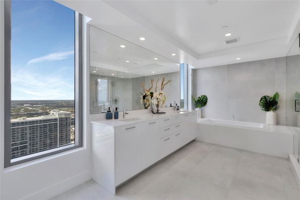 Bathroom, Dual Sink Vanities, Glass Shower, Interior, Recessed Lighting