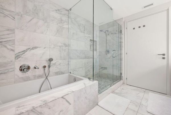 Bathroom, Glass Shower, Interior, Marble, Marble Walls