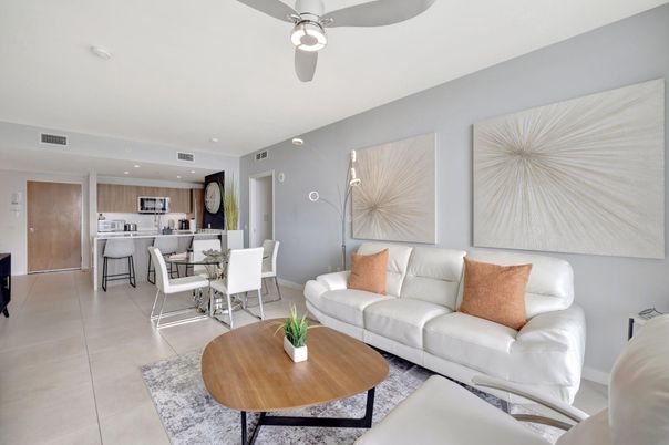 Dining room, Interior, Kitchen, Living room, Recessed Lighting